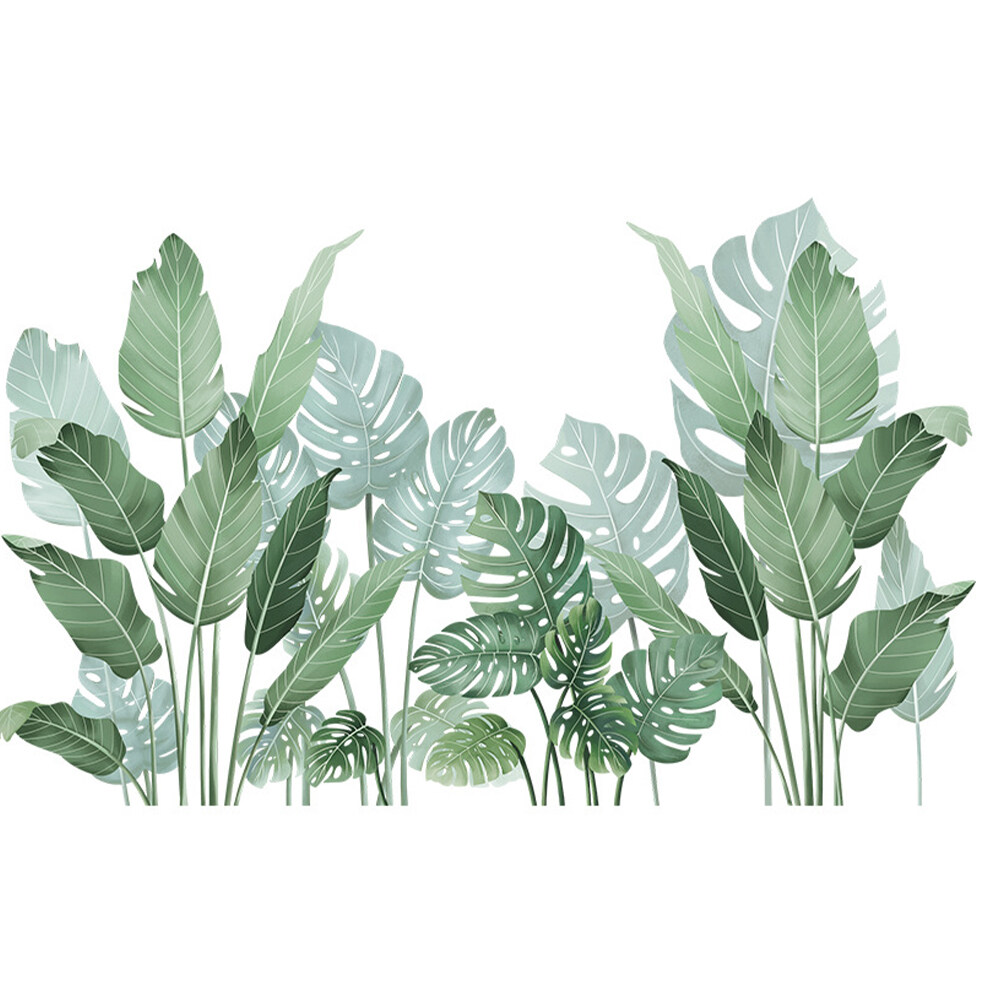 Wall Plant Decal Bedroom Background Wall Decal Leaf Design Wallpaper