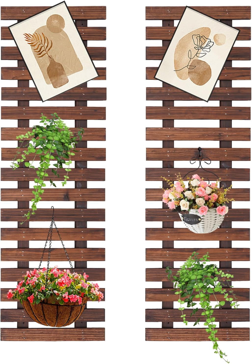 Wall Planter, 2 PCS Wooden Hanging Planter Rack for Indoor , Wall Mount ...