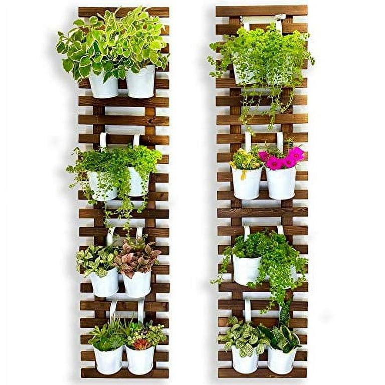 Wall Planter - 2 Pack, Wooden Hanging Large Planters for Indoor Outdoor  Plants, Live Vertical Garden, Plant Wall, Wall Mount Plant Holder Stand  Room Decor, Garden Wall Trellis for Climbing Plants 