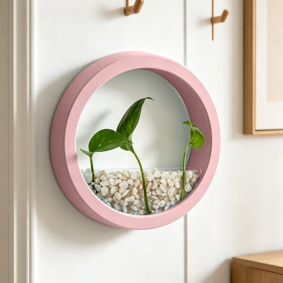 Wall Planter - Modern Round Hydroponic Wall Vase, Hanging Planter for Herb, Cactus, Balcony & Patio Decor