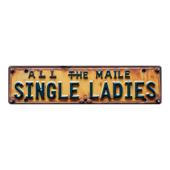Wall Plaque 16*4 inches "All The Maile Single Ladies" Funny tin signs Gift