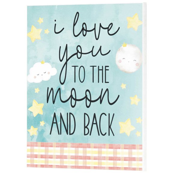Dicksons Love You Moon Back Soft Blue Cloud 11 x 14 MDF Decorative Wall Art Plaque