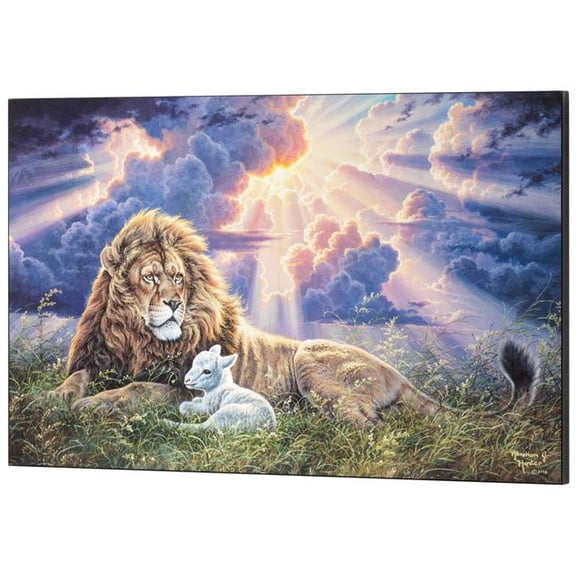 Wall Plaque Lion Lamb Peace 45x22