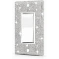 thumbnail image 1 of Wall Plate Light Switch Cover Outlet Cover, Standard Size 4.50" x 2.76", Dengduoduo Silver Rhinestones Bling Light Switch Plate, Plug Cover for Electrical Outlet for Bedroom Accessories Home Decor, 1 of 7