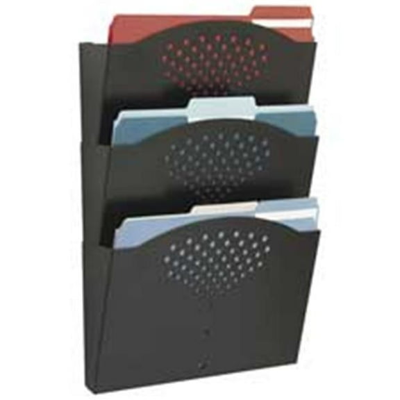 Wall Pockets- Steel- 12in.x3-.25in.x17-.25in.- 3 Count- Black