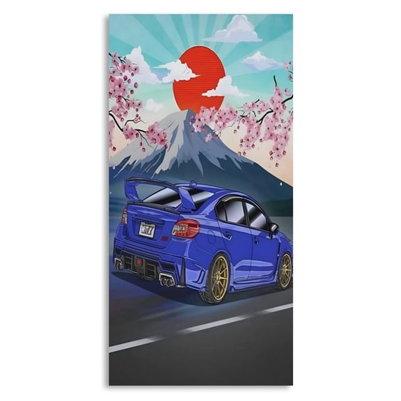 Wall Poster for Bedroom Decor Art Print - JDM Subaru WRX Car Synthwave Art Poster Blue Poster (Size: 8'x16')