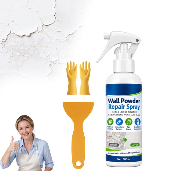 Wall Powder Repair Spray Surface Hardener,Wall Repair Liquid & Curing Agent,Chalking Liquid,Anti-Chalking & Fast-Drying Sealer for Peeling,Dusting Interior Plaster & Drywall