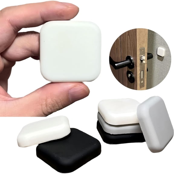 Wall Protectors from Door Knobs - Adhesive Silicone Guard Bumpers, Square Door Stoppers for Wall & Furniture, Anti-Slam Silencers
