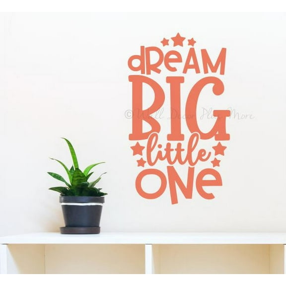 Wall Quotes for Nursery Decor Dream Big Little One Vinyl Decal Sticker Art 23x14-Inch Coral