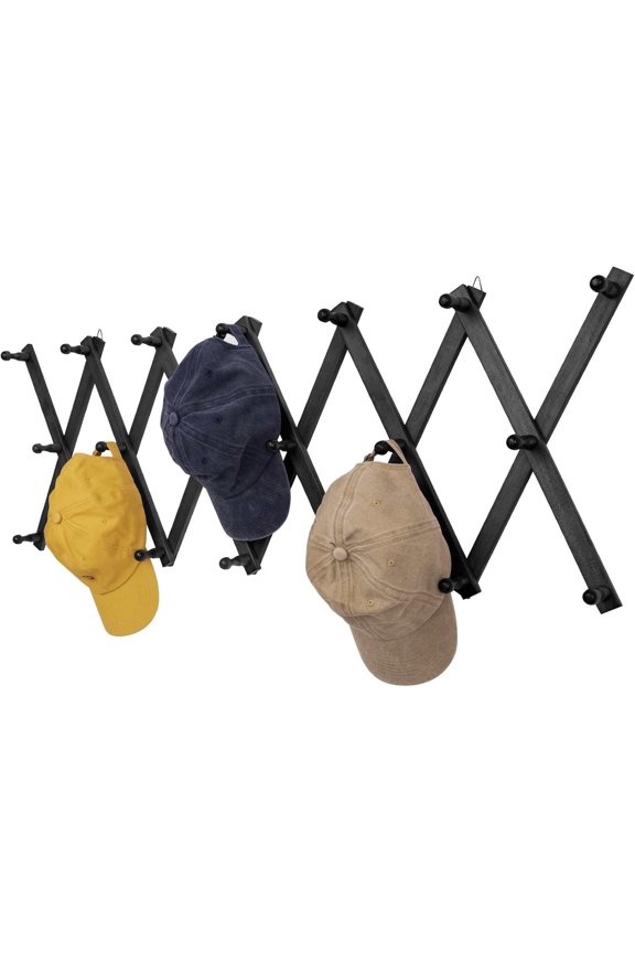 Wall Rack with 10 Hooks, Wooden Wall Expandable Coat Rack for Coat, Hats, Baseball Caps, Coffee Mug, Jewelry(Natural)