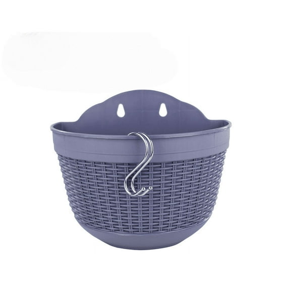 Wall and Railing Hanging Planters , Plastic Pots, Indoor and Outdoor Half Round Plant Holders for Fence, Balcony or Rails, Display Herb Gardens, Flowers or Plants