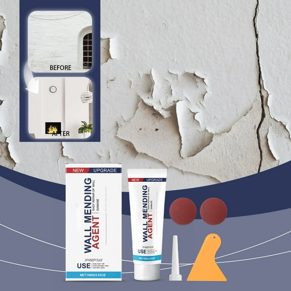 Wall Compound White Patch Filler | Crack Hole Peeling Fix | Interior Exterior Drywall Plaster Stain Graffiti | Fast Dry | Sandpaper Scraper Included | 100g Tube