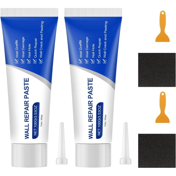 Wall Repair Kit, Drywall Patch Kit with Spackle Paste & Tools, Quick Drying Wall Mending Agent for Holes Cracks, 2 Pack