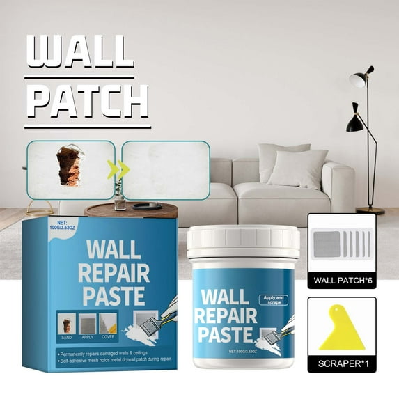 Wall Repair Kit for Patching Holes, Cracks, Dents | Easy-to-Use Wall Patch with Plasterboard Repair Compound for Home, Office & Interior Wall Damage修复