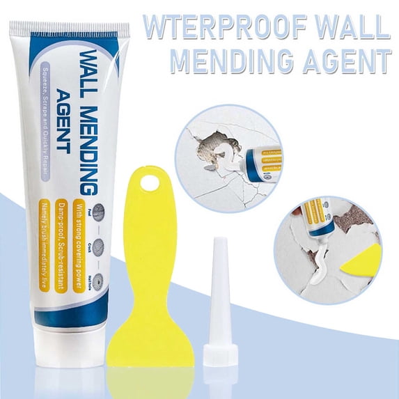 Wall Repair Kit, Spackling Paste with Scraper & Nozzle for Quick Dry Crack Fix, All-in-One Mending Compound for Holes in Drywall Plaster, 130g