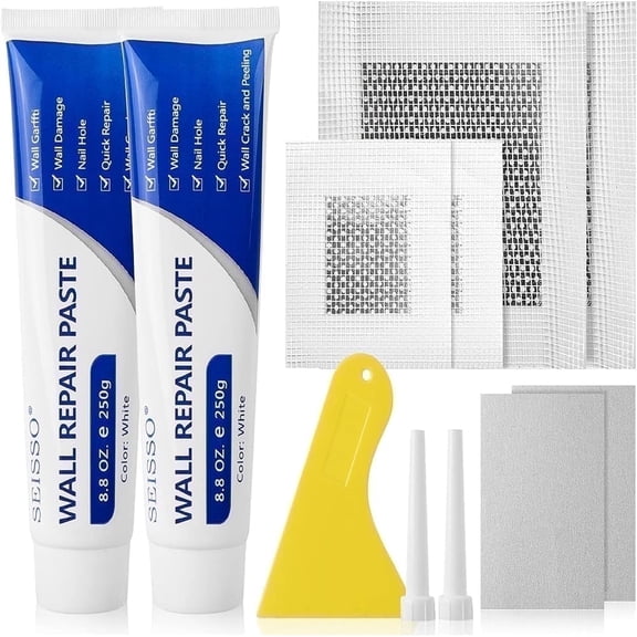 Wall Repair Kit, White, 8.82 oz Wall Spackle Cream, 2 Counts FU06119 Wall Glue, Synthetic Resin and Carbonate, SEISSO
