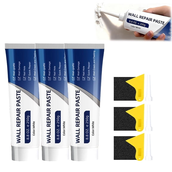 Wall Repair Kit with Scraper, Spackle Paste for Holes & Cracks, Drywall Repair Paste for Indoor Outdoor (3PCS)