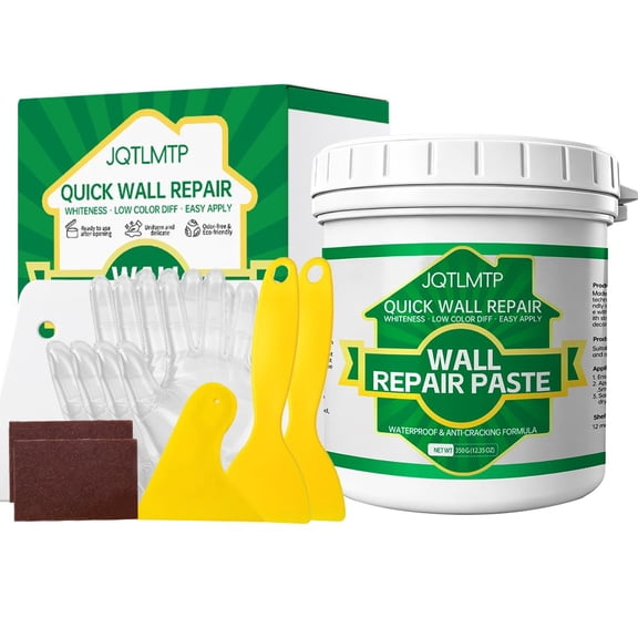 Wall Repair Paste 12.35OZ, White Drywall Spackle Wall Filler for Cracks, Holes, Dents & Scratches, Fast Drying Interior Wall Repair Compound for Home Wall Mending
