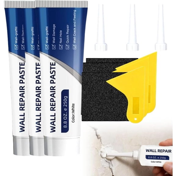 Wall Repair Paste, 2026 Upgrade Drywall Patch Repair Kit, 250g Quick-Drying Wall Mending Agent Wall Spackle with Scraper, Waterproof Heavy Duty Hole Fix Paste for Home DIY Crack Wall Surface Repairs