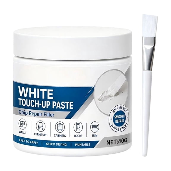 Wall Repair Paste with Applicator Brush, Wood Furniture Filler, Scratch Touch-Up Cream for Filling Cracks, Nicks, Chips and Dents on Walls, Baseboards, Cabinets, Doors, Wood Floors and Furniture