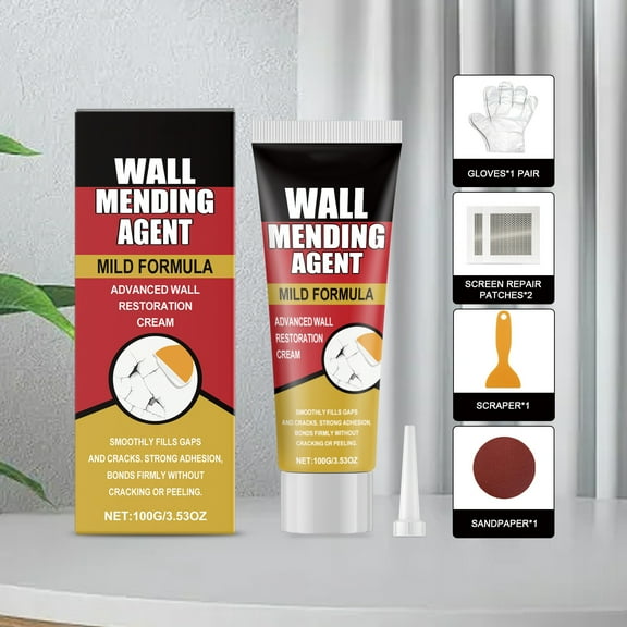 Wall Repair Paste Kit For Cracks And Holes Includes Scraper Patches Sandpaper And Gloves For Diy Home Repairs Quick Drying And Easy Application