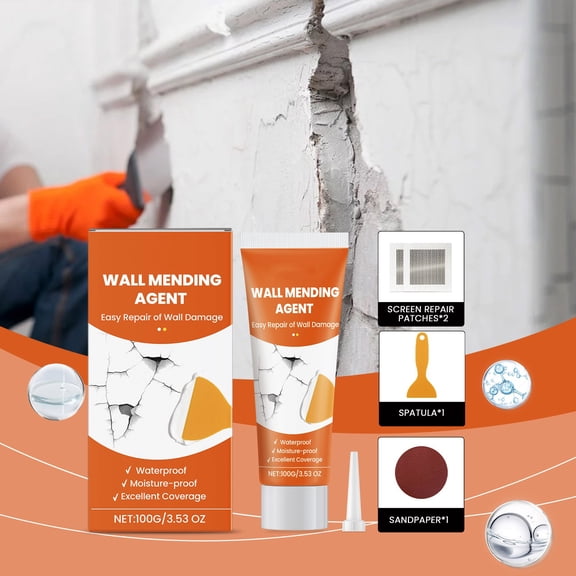 Wall Repair Paste Kit for Holes Cracks Peeling Paint Nail Holes Spackle Filler with Scraper Sandpaper Screen Patch Easy Apply Dry Smooth Finish for Drywall Plaster Wall Paint Touch Up Home Repair