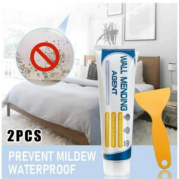 Wall Repair Paste Universal Wall Mending Cream | Crack Filler Nail Hole Repair | Fast Drying White Compound | Waterproof Weatherproof | 2 Pack with Scraper | 100g Each | Home DIY Plaster