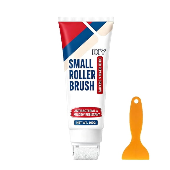 Wall Repair Paste with Roller Brush, Waterproof White Touch Up for Stains, Graffiti and Footprints