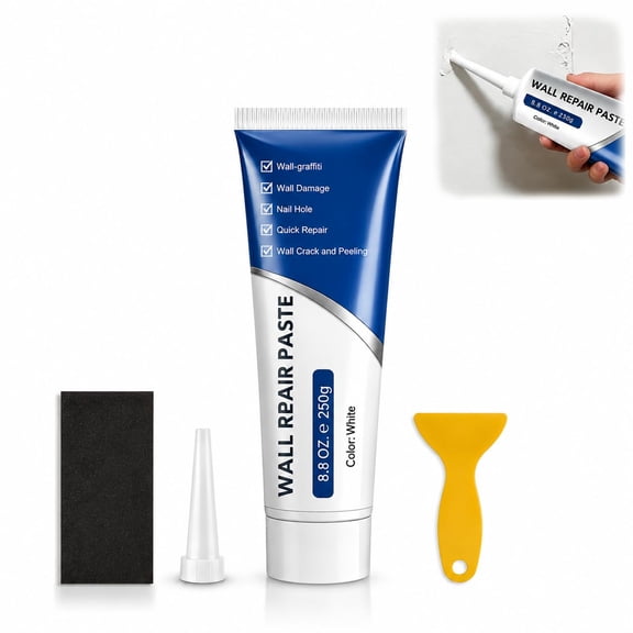 Wall Repair Paste with Scraper, 8.8 oz White Drywall Patch Kit for Holes and Cracks