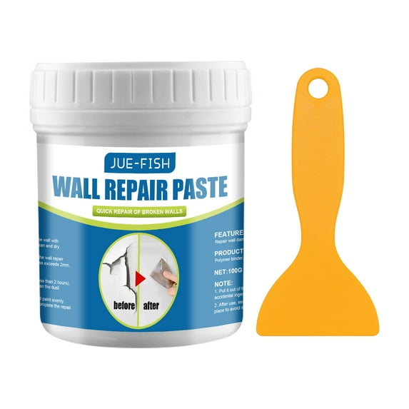 Wall Repair Patch Kit Putty & Paint White, Drywall Patch Repair Kit DIY to Fix Wall Holes and Creak Damage with Putty Knife and Sanding Pad