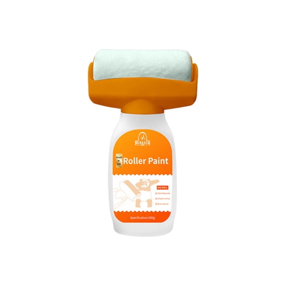 Wall Repair Roller Paint 500g - 2 in 1 Touch Up Paint Roller with Built-in Paste, Crack Stain Graffiti Cover Up Water Based Paint, Easy Dry High Coverage DIY Tool, 1 Pack