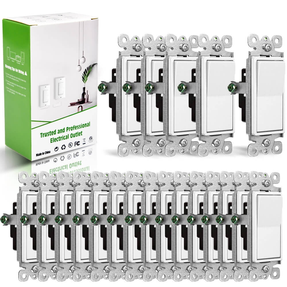 Wall Rocker Paddle Light Switch White Single Pole Decorator On/Off ...