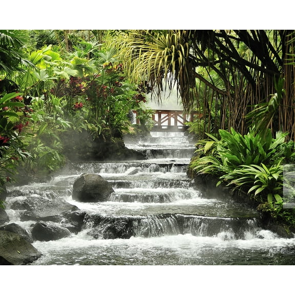 Wall Rogues Tranquil Waterfall Tropical Wallpaper 8 ft, 6 Pieces