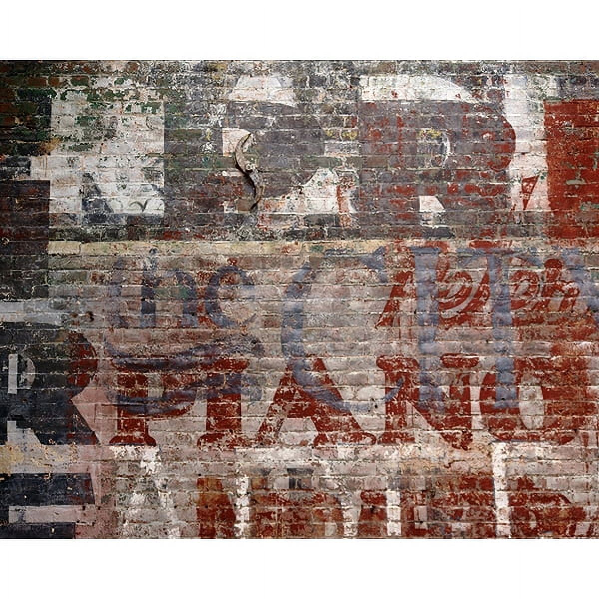 Vintage Grey Brick Wall Mural with Retro Text