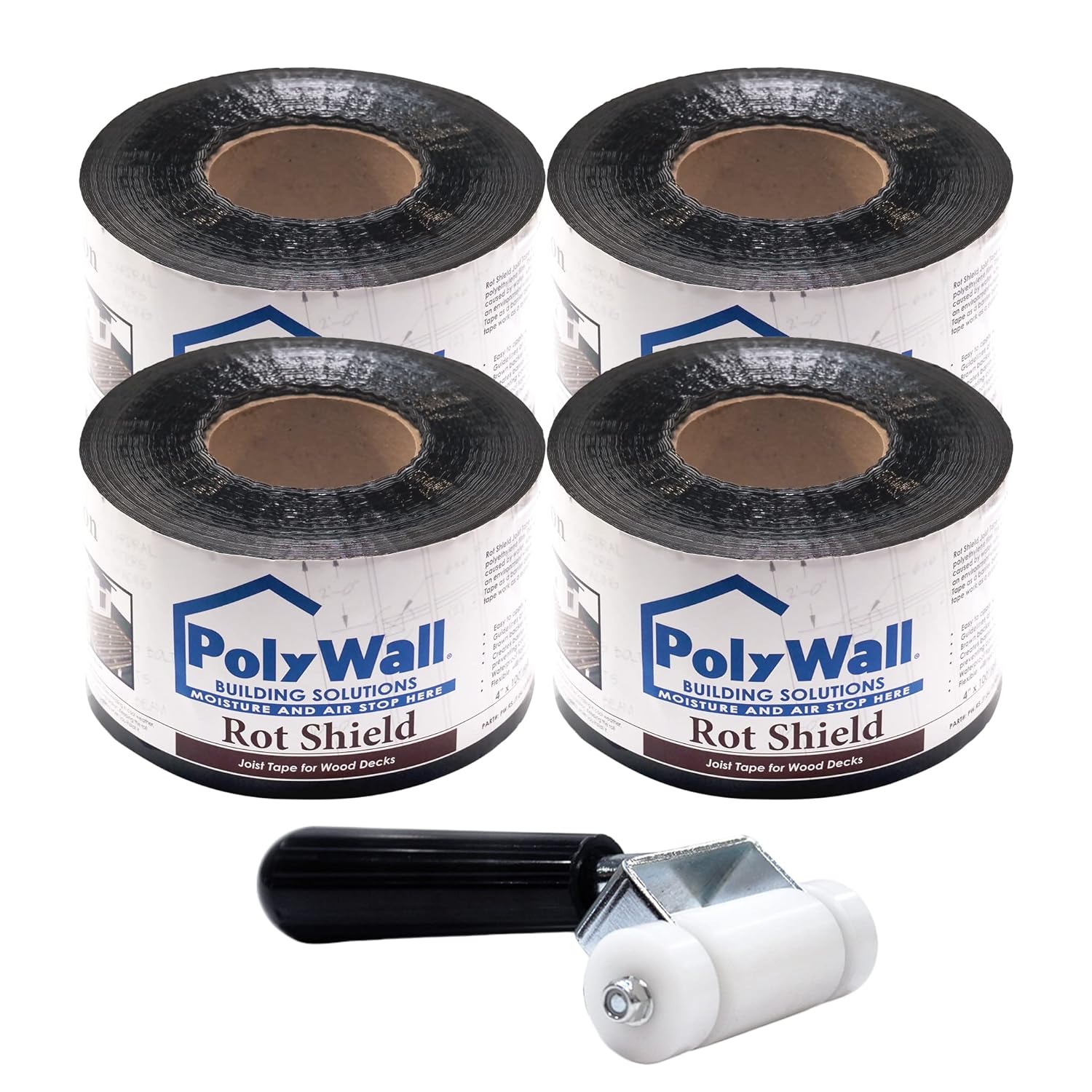 Wall Rot Shield Joist Tape For Decking, 4" X 100'. Made In The USA. Self Adhering, Self