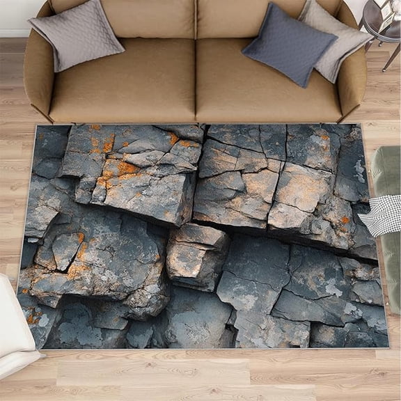 Wall Rug & Room Decor, Living Room Rug, Rock Rugs for Bedroom, Non Slip Door Mat - Brick Walls Washable Rugs - Soft Low Pile 1x2ft