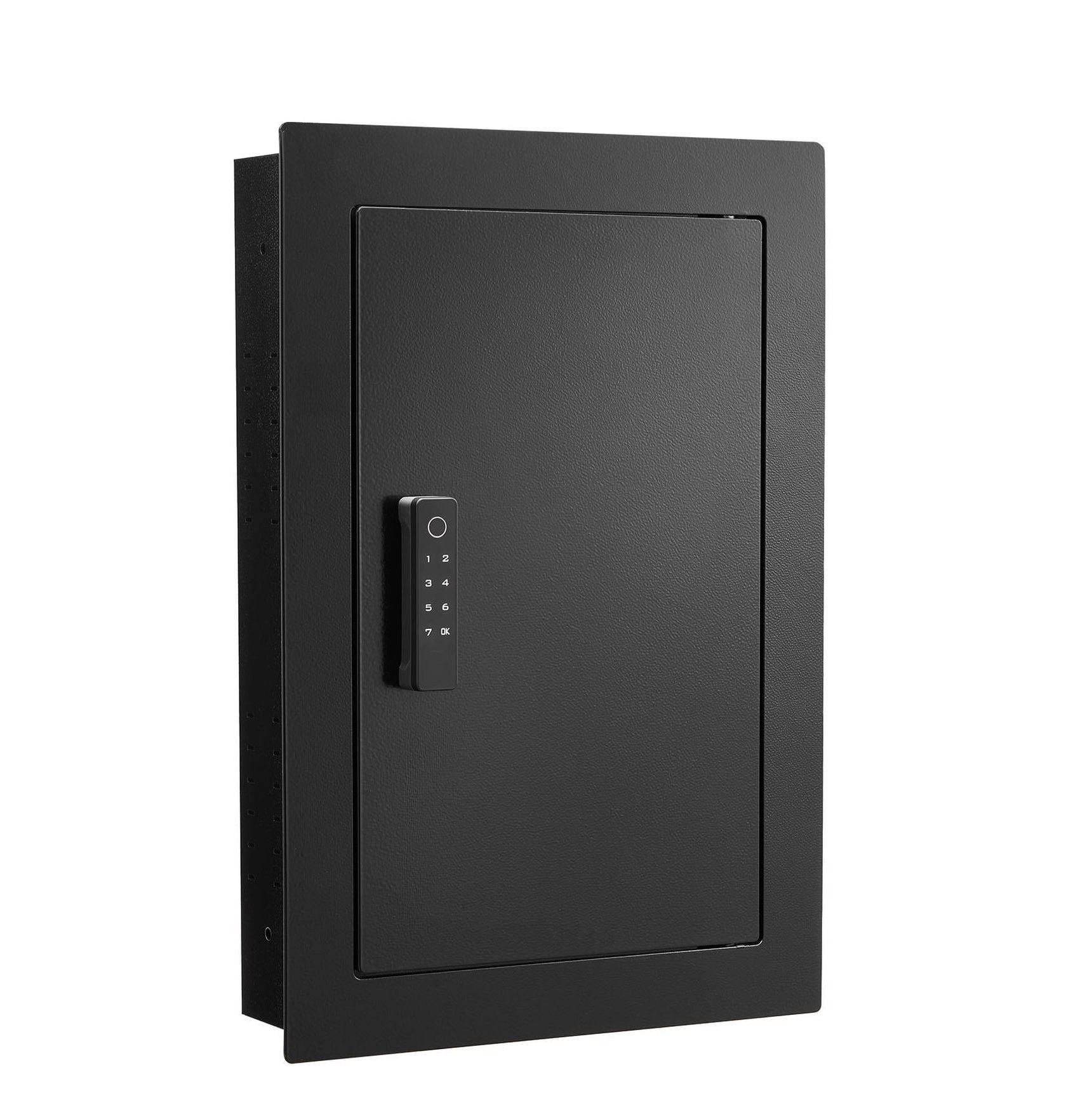 Wall Safe, Hidden In-Wall Safe with Fingerprint, Password & Key - 3-Tier Steel Security Box for Money, Jewelry, Passport - Adjustable Shelf & Key Holders