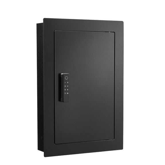 Wall Safe, Hidden In-Wall Safe with Fingerprint, Password & Key - 3-Tier Steel Security Box for Money, Jewelry, Passport - Adjustable Shelf & Key Holders