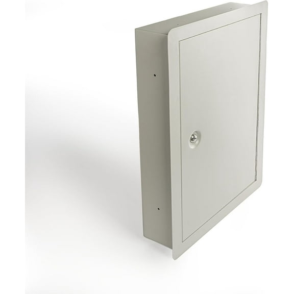 In Wall Safe with Key Lock - Secure Storage In Wall Safe Box - Heavy Duty Steel Secret Hidden Compartment Lock Box for Gun Money Jewelry Cash Passport at Home, Business - 14-3/8-Inch Exterior Width