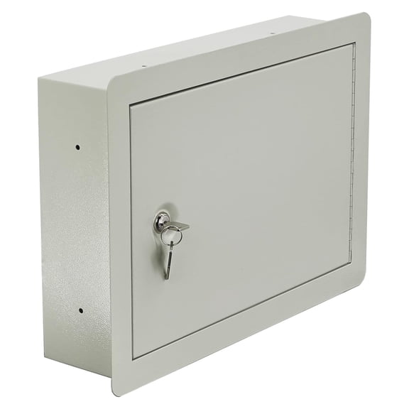 In Wall Safe with Lock - Secure Storage Wall Deposit Safe Box - Heavy Duty Steel Secret Compartment Lock Box for Gun Money Jewelry Cash Passport at Home, Business - 15.7inch Exterior Width Medium