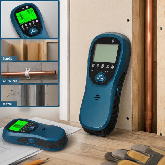Wall Scanner, 5 in 1 Stud Finder with Smart Sensor, LCD Display, Audio Alarm, Blue