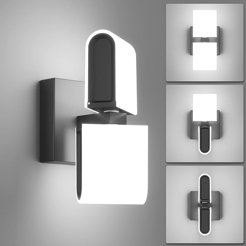 Wall Sconce 12W, 3000K LED Modern Wall Sconce Wall Lights Cool White Acrylic Matt Black Sconce