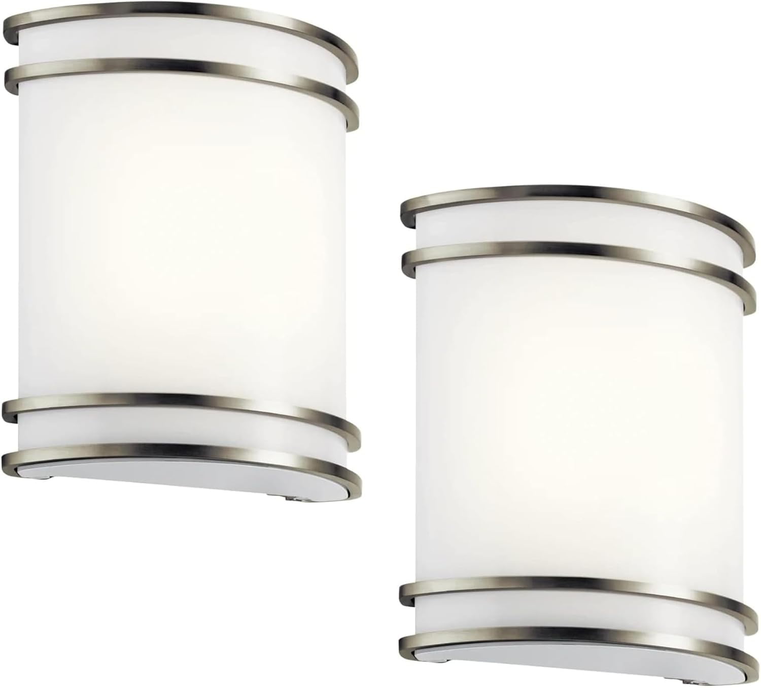 Wall Sconce Brushed Nickel 3CCT (3000K/4000K/5000K) Adjustable, Dimmable 12W Modern Wall Mounted Sconces Wall Lighting with Glass Shade for Bedroom, Stairway, Bathrooms, Hallways & Entryways (2 Pack)