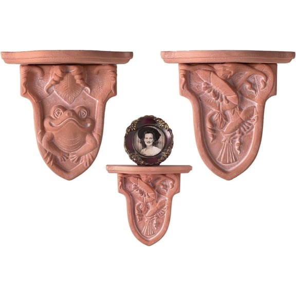 Wall Sconce Ceramic Vintage Farmhouse Mount Fixture for Indoor Plants, Outdoor Hanging Planter, cotta , Nature-Inspired ative Shelf for Patio – Cotta, Set of 2