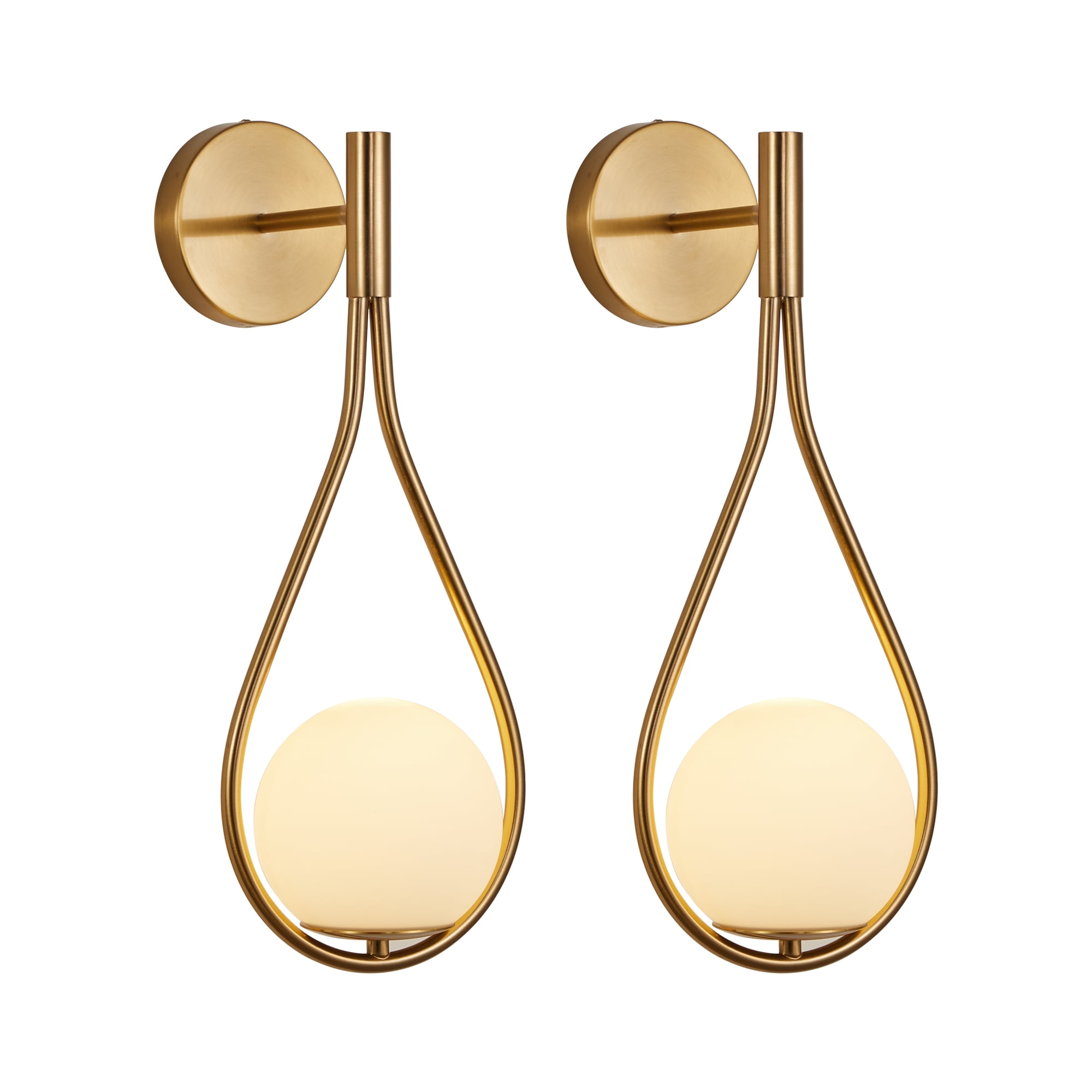Efdelf Modern Energy Efficient Brushed Brass Wall Sconces with Frosted Glass Globe 2 Count