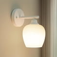 thumbnail image 1 of Wall Sconce, Wall Lighting Fixture, Bathroom Vanity Lights with White Base and Glass Shade for Bedroom Mirror Kitchen Hallway Porch, E26 Base, Bulb Not Included, 1 of 6