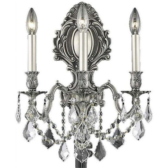 Wall Sconce MONARCH Traditional 3-Light Golden Teak Smoky Crystal Pewter EL-9057