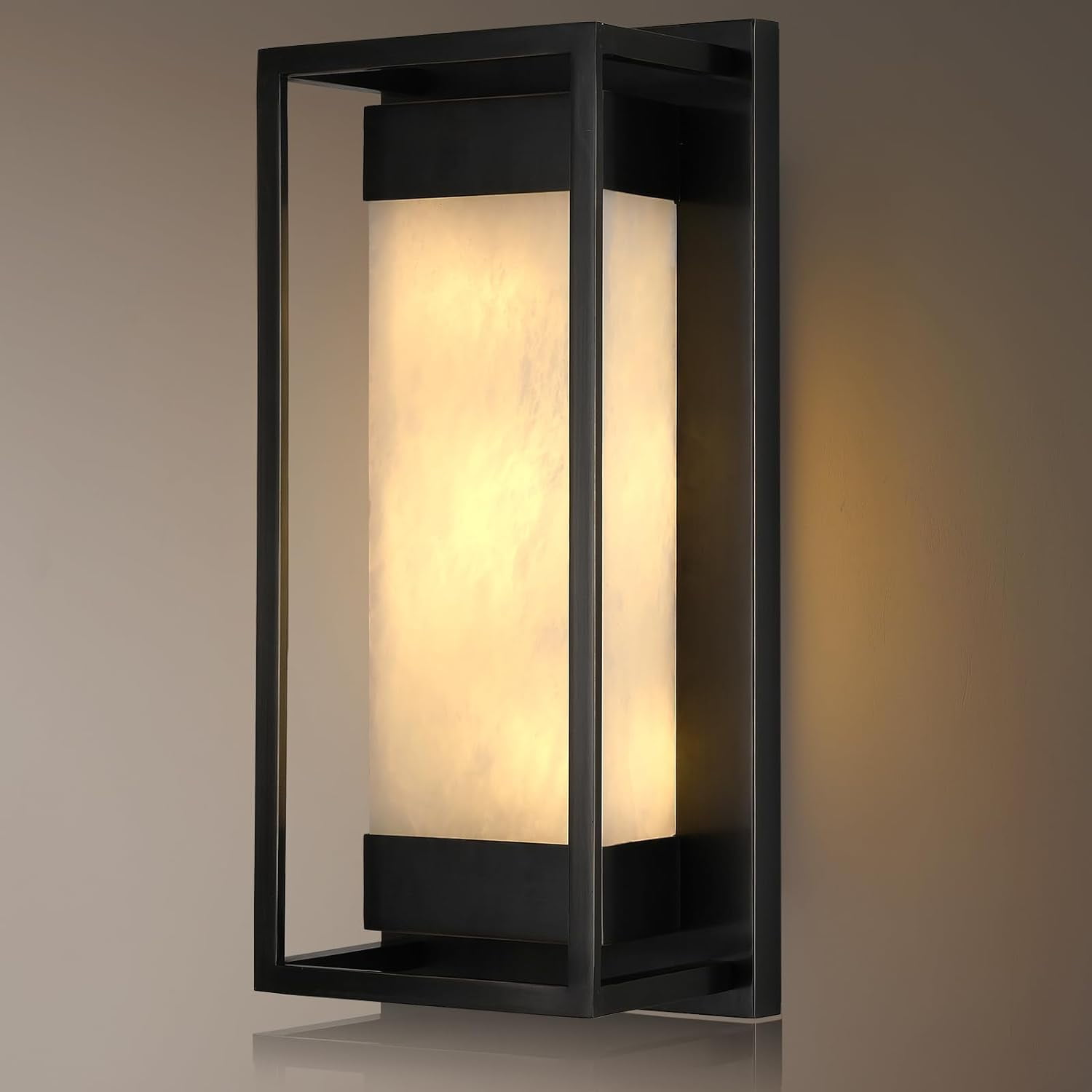 Wall Sconce Natural Alabaster Wall Sconce Indoor, Industrial Black Wall ...