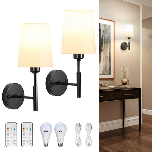 Wall Sconce Set of 2, Battery Operated Rechargeable Wall Sconce With Remote