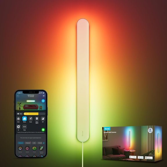 Wall Sconce, Smart Wall Lights, Works with Matter & Alexa, Music Sync, Wall Mount Light Plug in, Color Changing, Modern Room Light for Living Room Bedroom Gaming Room Hallway